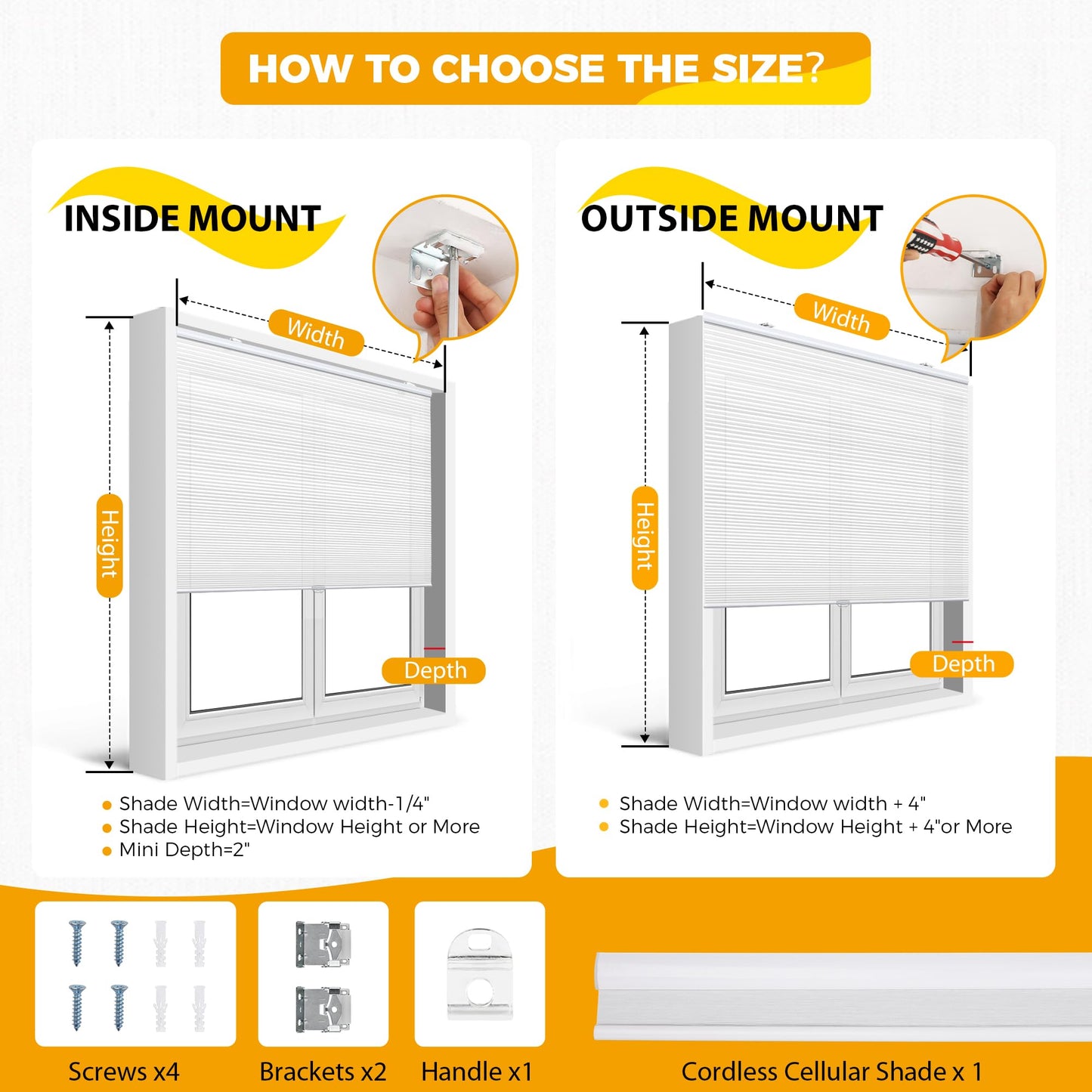 HOMEDEMO Blackout Cellular Shades Cordless, Honeycomb Shade Blinds, Thermal Insulated Noise Reduction for Windows Inside & Outside Mount Grey-Blackout 24" W x 64" H