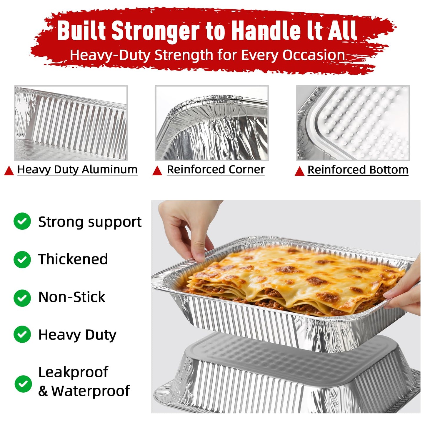 Aluminum Pans Half Size(30 Pack), 9x13, Heavy Duty Disposable Foil Pans for Baking, Roasting, Cooking, Heating, Storing, Deep Tin Foil Bakeware for Oven, Steam Table Tray, Cookware, Food Prepping