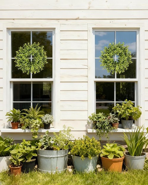 DDHS Boxwood Wreaths - 11" Mini Green Leaves Decor for Front Doors, Weddings & Home | 2 Packs