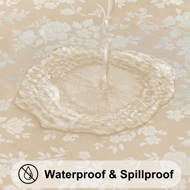 Smiry Rectangle Table Cloth, Waterproof Heavy Duty Vinyl Tablecloths, Wipeable Washable Table Cover for Kitchen and Dining Room (Beige, 60" X 144")