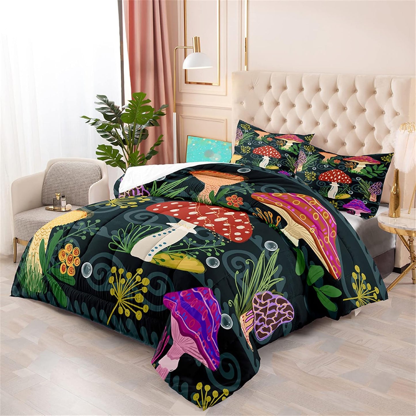 Cute Cartoon Dinosaur Bedding Set, Ultra Soft Full Size Comforter Set for Boys, Lovely Dinosaur Printed Comforter for Kids Teens, Dark Blue Microfiber Quilt for All Season 3Pcs with Pillowcases
