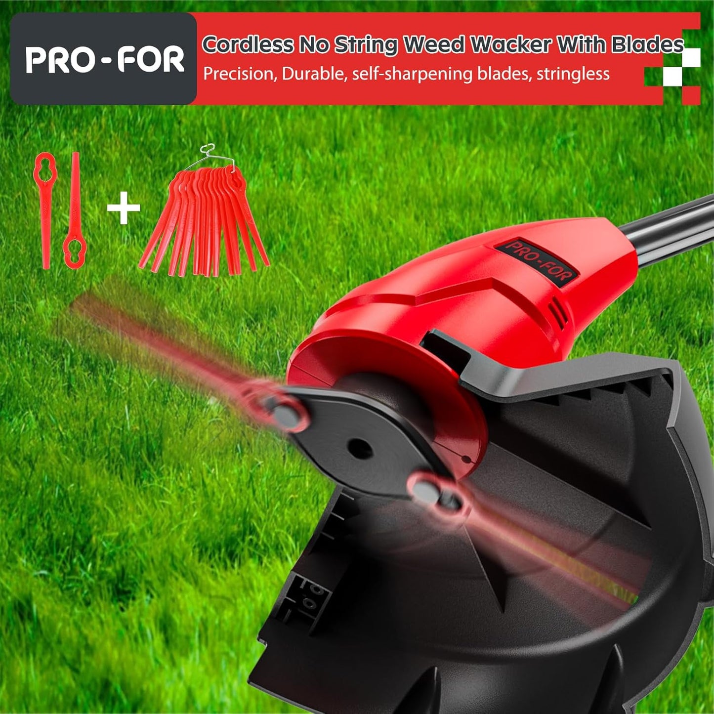20V Lightweight Stringless Grass Trimmer - Cordless Electric Weed Eater with Battery & Charger