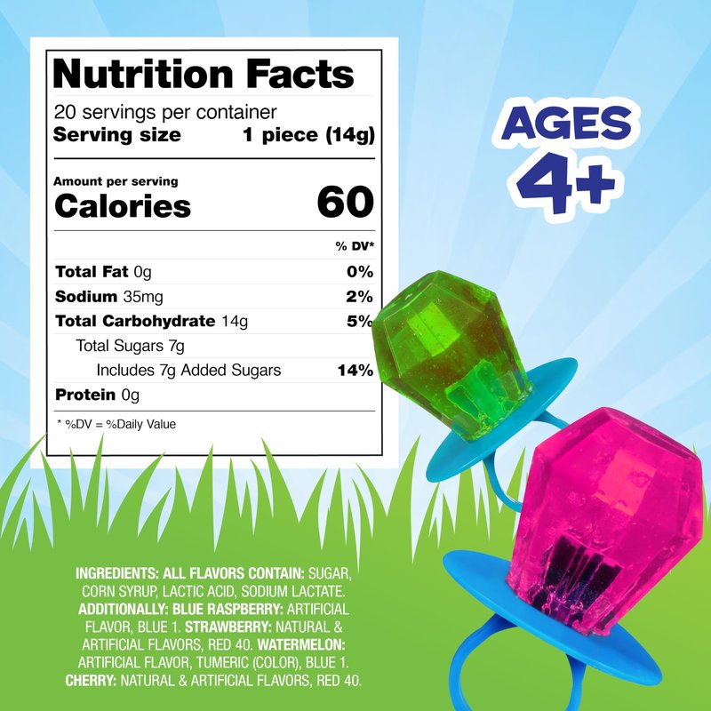 Ring Pop Lollipops - Bulk Candy Individually Wrapped Suckers Variety Party Pack- 20 Count w/Assorted Flavors - Hard Candy for Party Favors, Kids & Goodie Bags