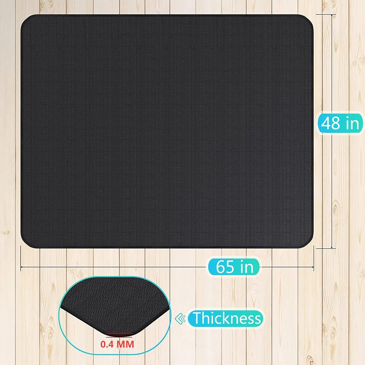 UBeesize Large Under Grill Mat - 65 x 48 Inches Double-Sided Fireproof BBQ Protector for Decks & Patios