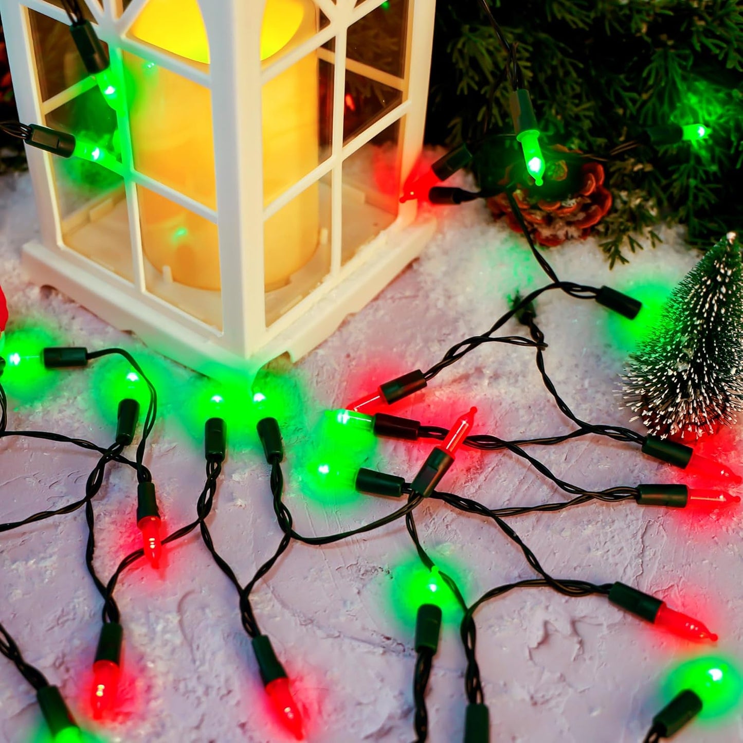100 LED Battery-Powered Christmas String Lights - 36ft Fairy Lights with Timer for Garden & Home Decor - Warm White, 2-Pack
