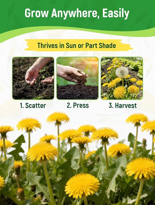 Dandelion Seeds - 4,000+ Heirloom Edible Seeds for Medicinal Gardens | Non-GMO & Pollinator-Friendly