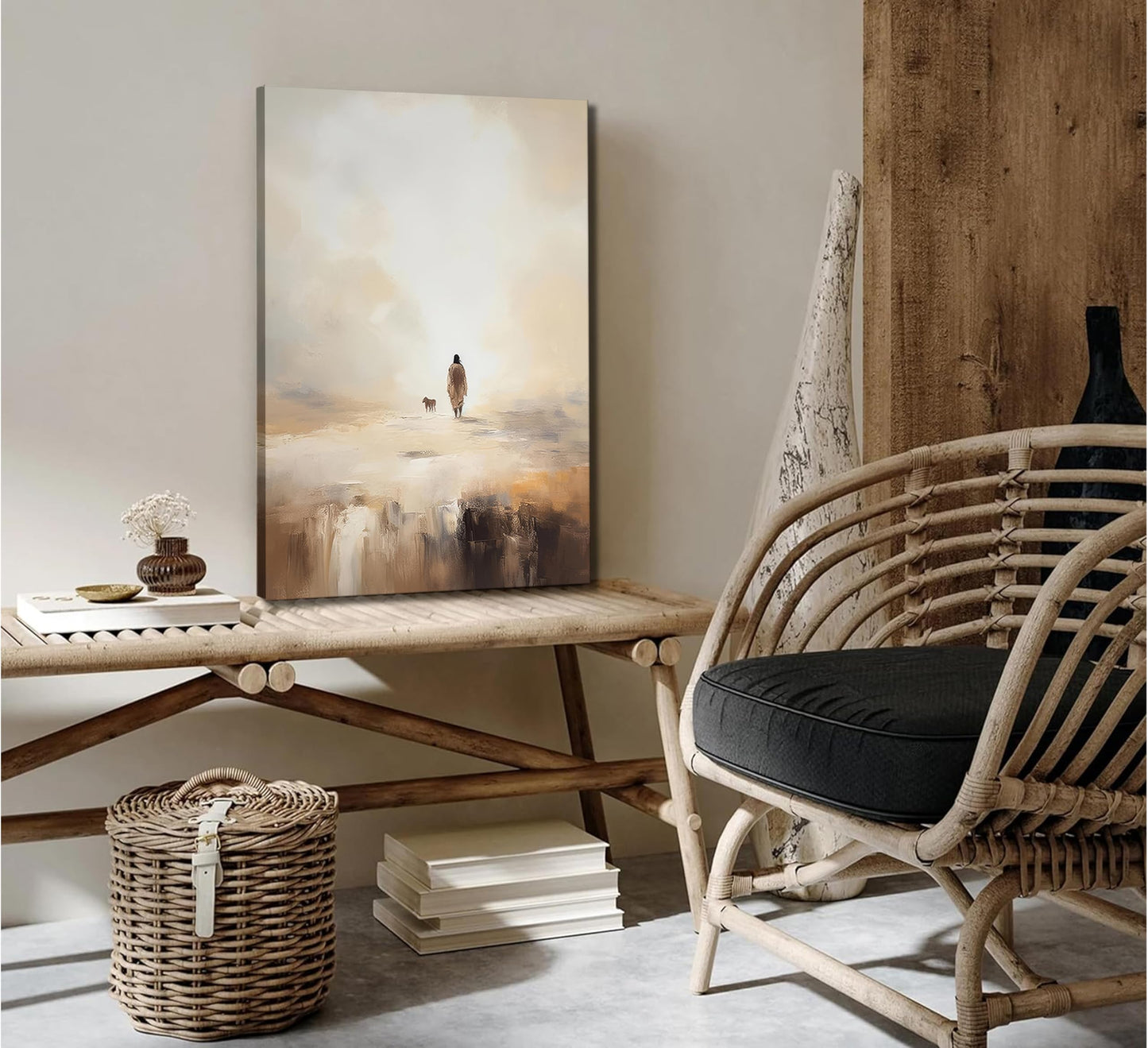 Christian Canvas Wall Art Jesus Leaves The 99 Sheep Bible Parable Story Lost Sheep Religion Painting Picture Wall Decor Poster Print for Living room Bedroom Office Home Decoration