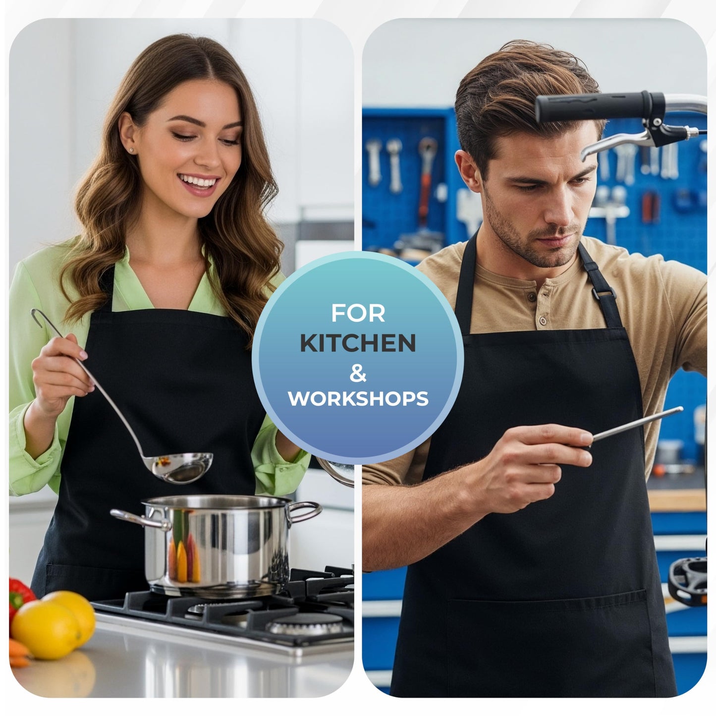 Utopia Kitchen 4 Pack Bib Apron, Adjustable with 2 Pockets, Water and Oil Resistant, Kitchen Cooking Unisex Chef Apron for Women Men, Black