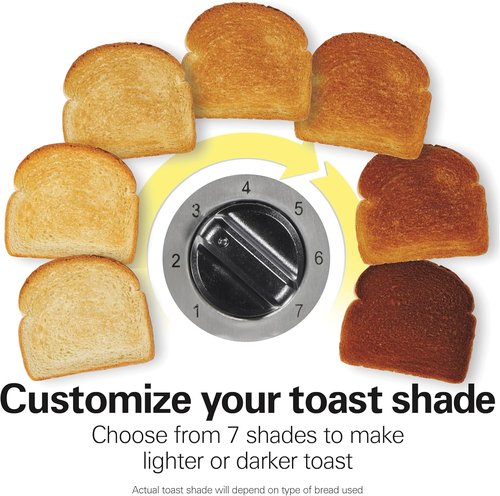 Hamilton Beach 2-Slice Toaster - Extra Wide Long Slots, 7 Browning Shades, Bagel Function, Black