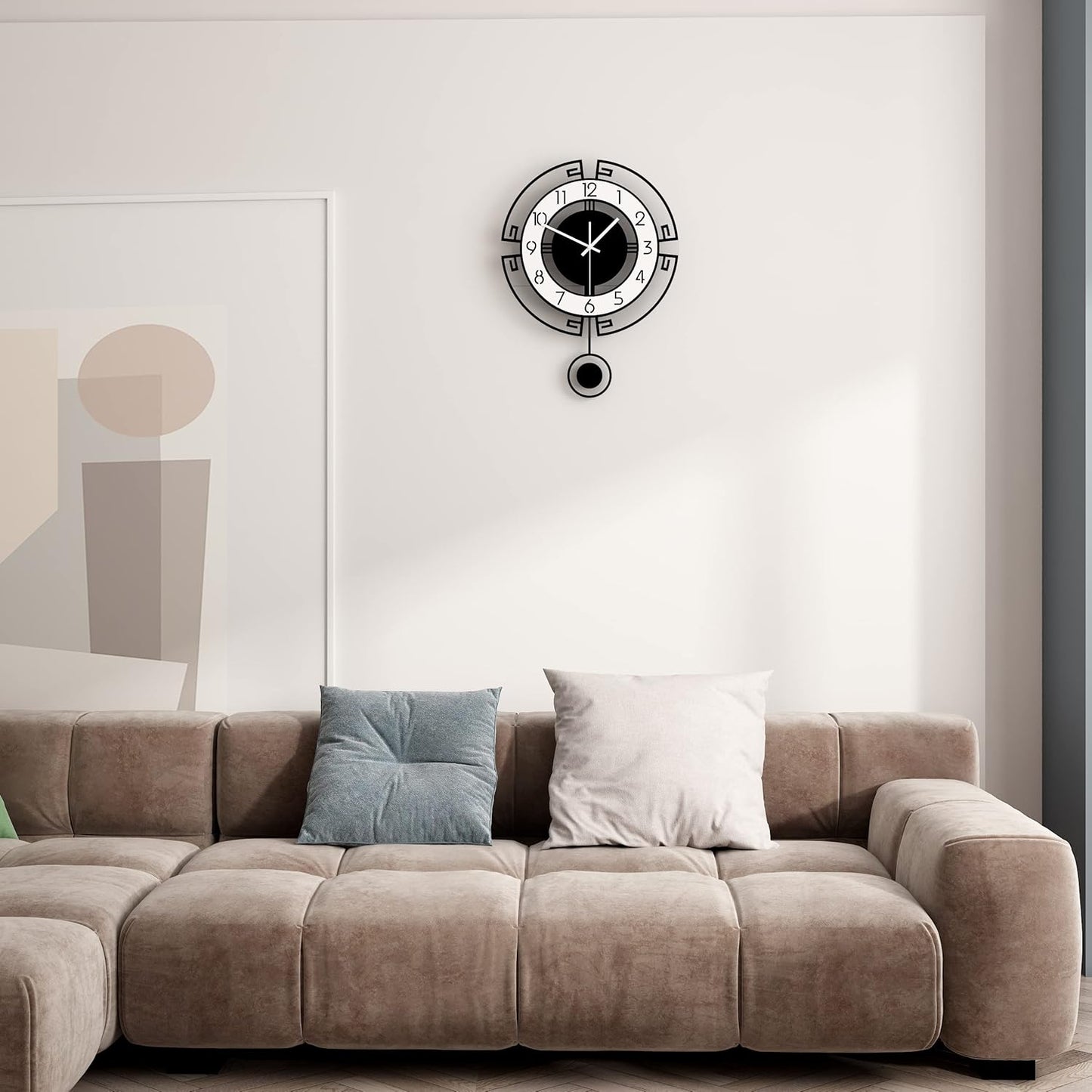 MEISD Modern Decorative 21 Inch Big Silent Wall Clock for Living Room, Bedroom, Kitchen, Home Office - Battery Operated, Analog Display