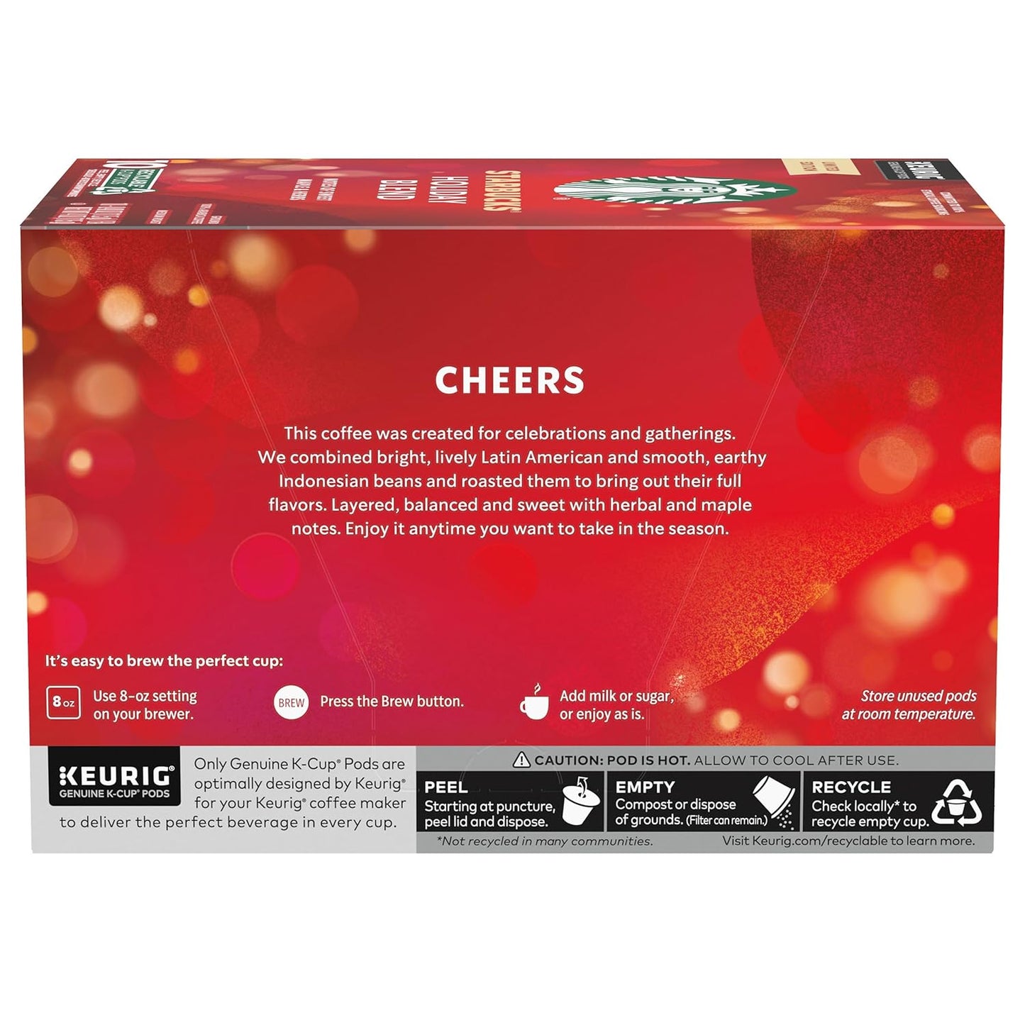 Starbucks K-Cup Coffee Pods - Medium Roast Holiday Blend | 100% Arabica, Limited Edition (10 Pods)