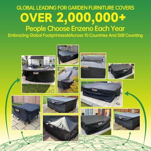 Enzeno Waterproof Patio Furniture Set Cover - Heavy Duty Protection for Square Table & Chairs | 49" L x 49" W x 28" H - Black
