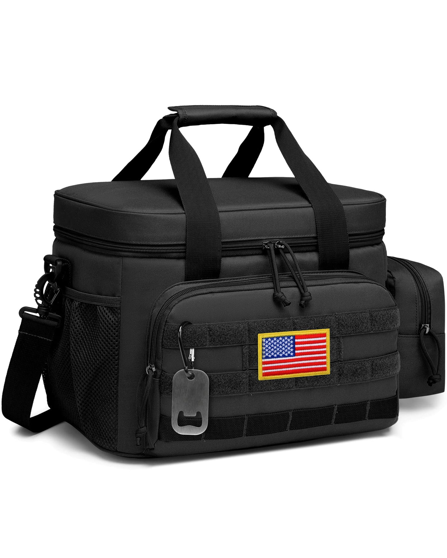 TACTICISM Lunch Box for Men - 20L Tactical Leakproof Insulated Lunch Bag Adult, Portable Soft Coolers with Detachable Molle Pouch for Camping Fishing Beach Picnic Work, Black