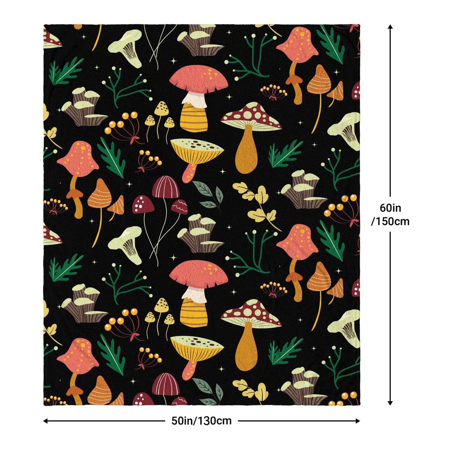 Mushroom Blanket Soft Flannel Fleece Lightweight Mushrooms Throw Blanket for Kids Boys Girls All Season Plant Blankets for Sofa Couch Bed Decorative Mushroom Blanket Gifts 60"x50"