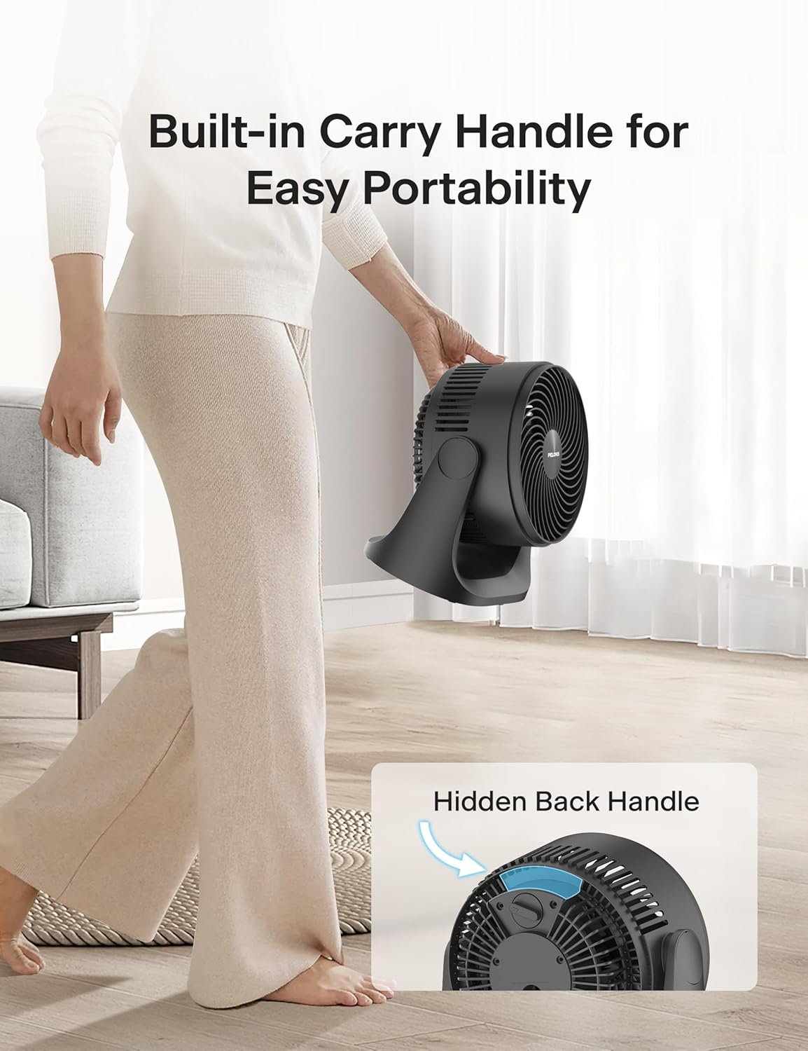 Pelonis 3-Speed Table Fan - 7-Inch Blade with 100° Adjustable Head Tilt | Compact Desktop Fan for Bedroom, Dorm, and Office - Black