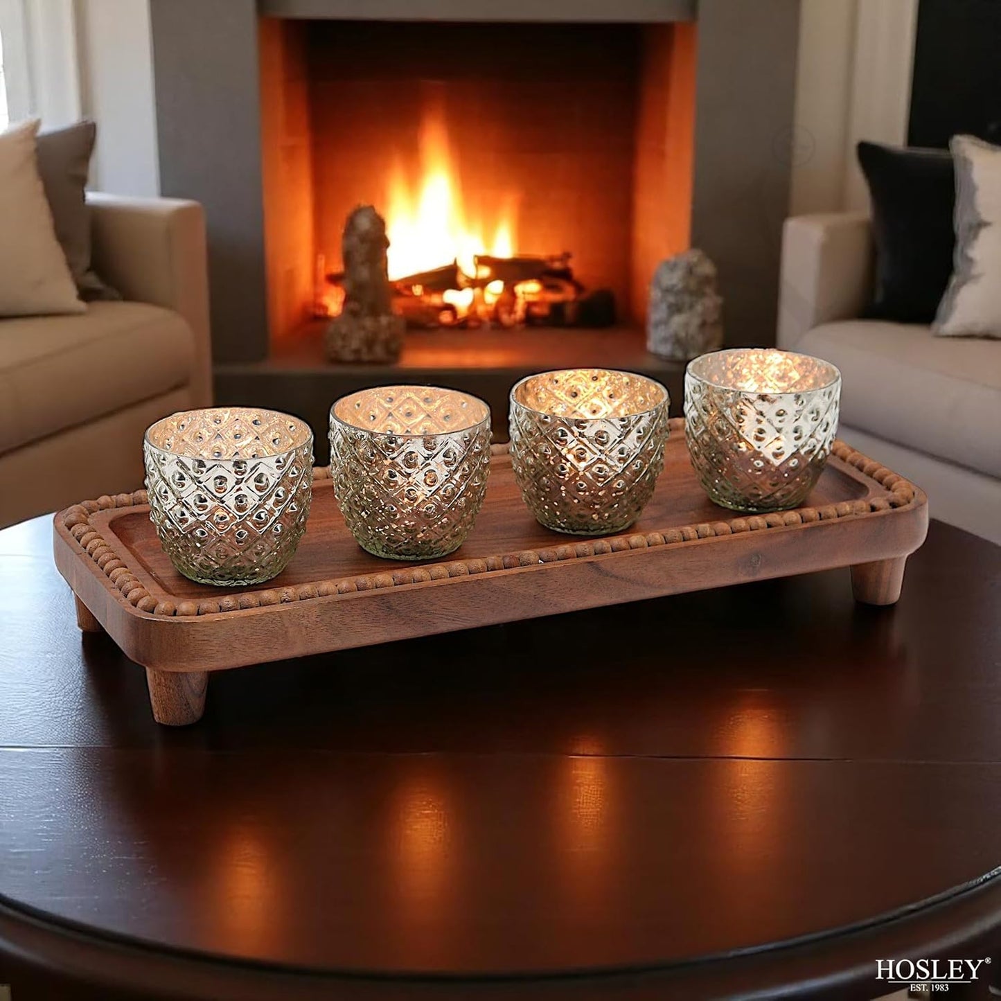 Antique Silver Glass Votive Tealight Candle Holders - Set of 6, 2.75" Diameter for Weddings & Events