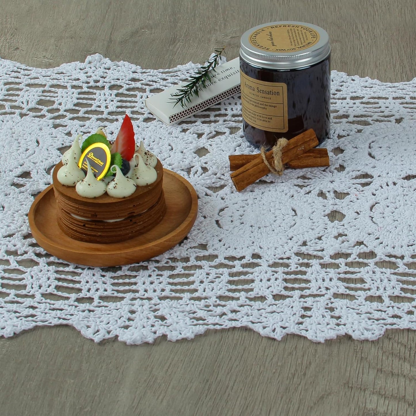 Handmade Crochet Cotton Lace Table Runner - 15 x 43 Inch Elegant Tablecloth