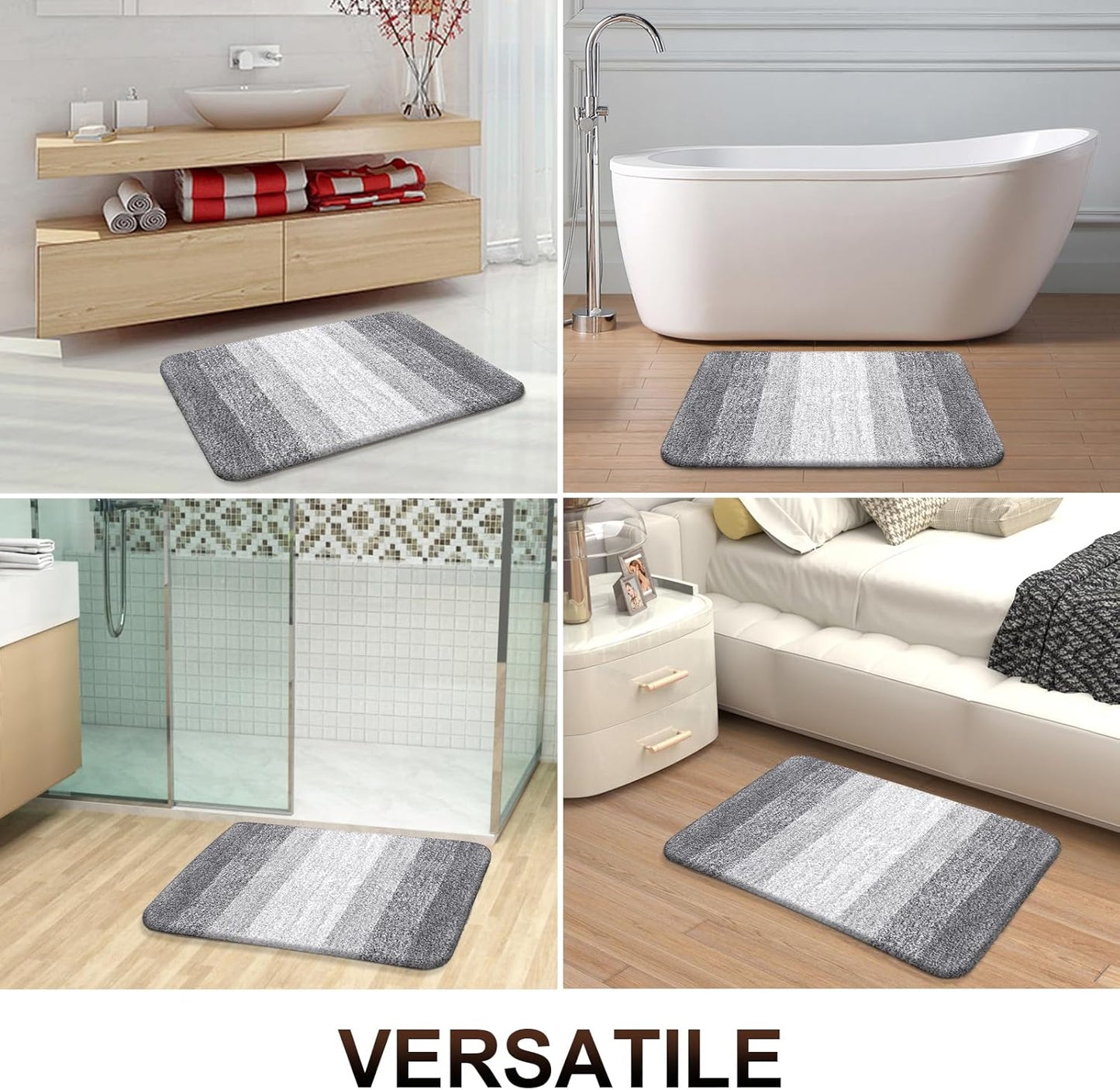 OLANLY Bathroom Runner Rugs - Extra Soft Microfiber Bath Mats | Quick Dry, Washable, 47x24, Light Grey
