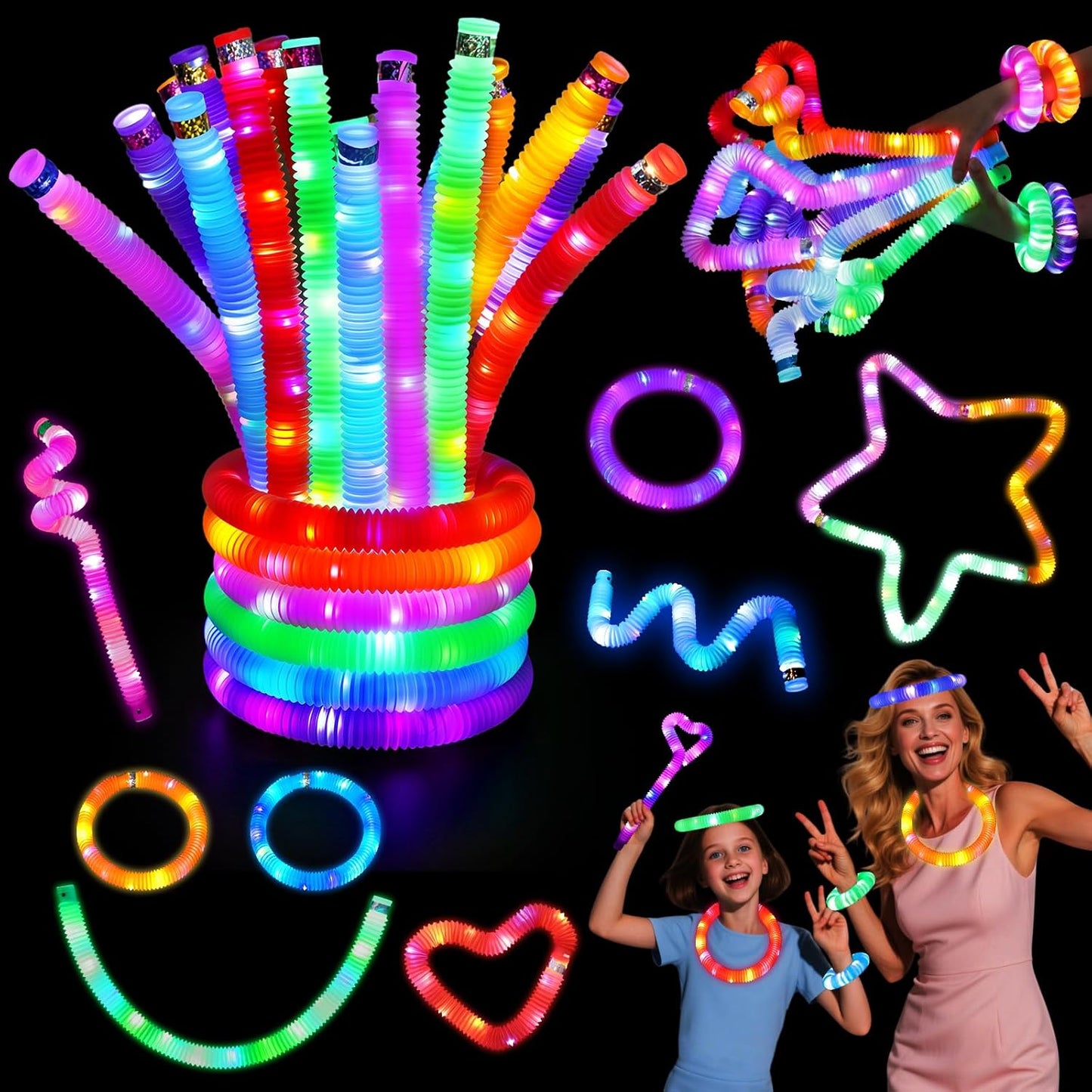 LovesTown 24PCS Glow Sticks - Light Up Party Favors for Kids | Neon Accessories for Birthdays