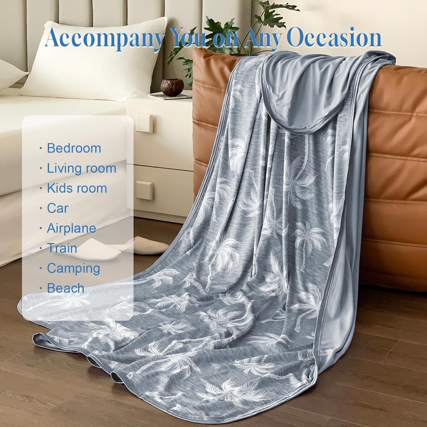 OMERAI Cooling Blanket King for Hot Sleepers, Breathable Summer Blanket Lightweight Blankets for Night Sweats, Double-Sided Cooling Effect Throw Blanket for Bed, 90"x108" Gray