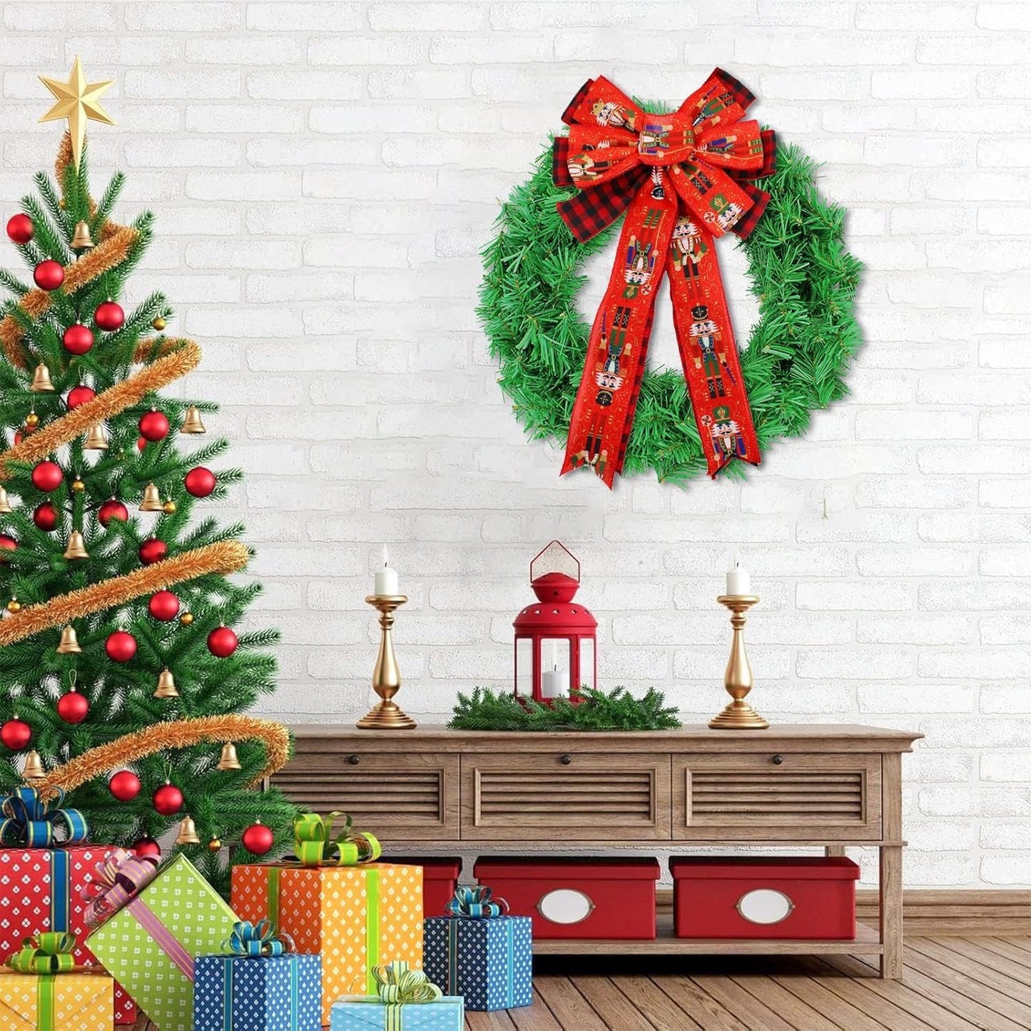 Artificial Christmas Wreath, Green Christmas Wreath,20 Inch Canadian Pine Artificial Christmas Wreath Gifts for Christmas Party Decor, Front Door Wreath, Unlit, Pack of 3 (3, Green 20inch)