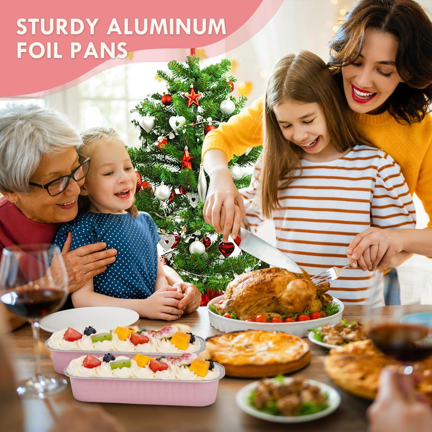 YQER Mini Loaf Pans with Lids for Baking Bread Disposable, Mini Baking Pans with Lids and Spoons Pink Sticker, 50 Pcs 6.8oz Mini Foil Cake Pans, 30pcs 10oz Mini Aluminum Square Baking Cups with Lids