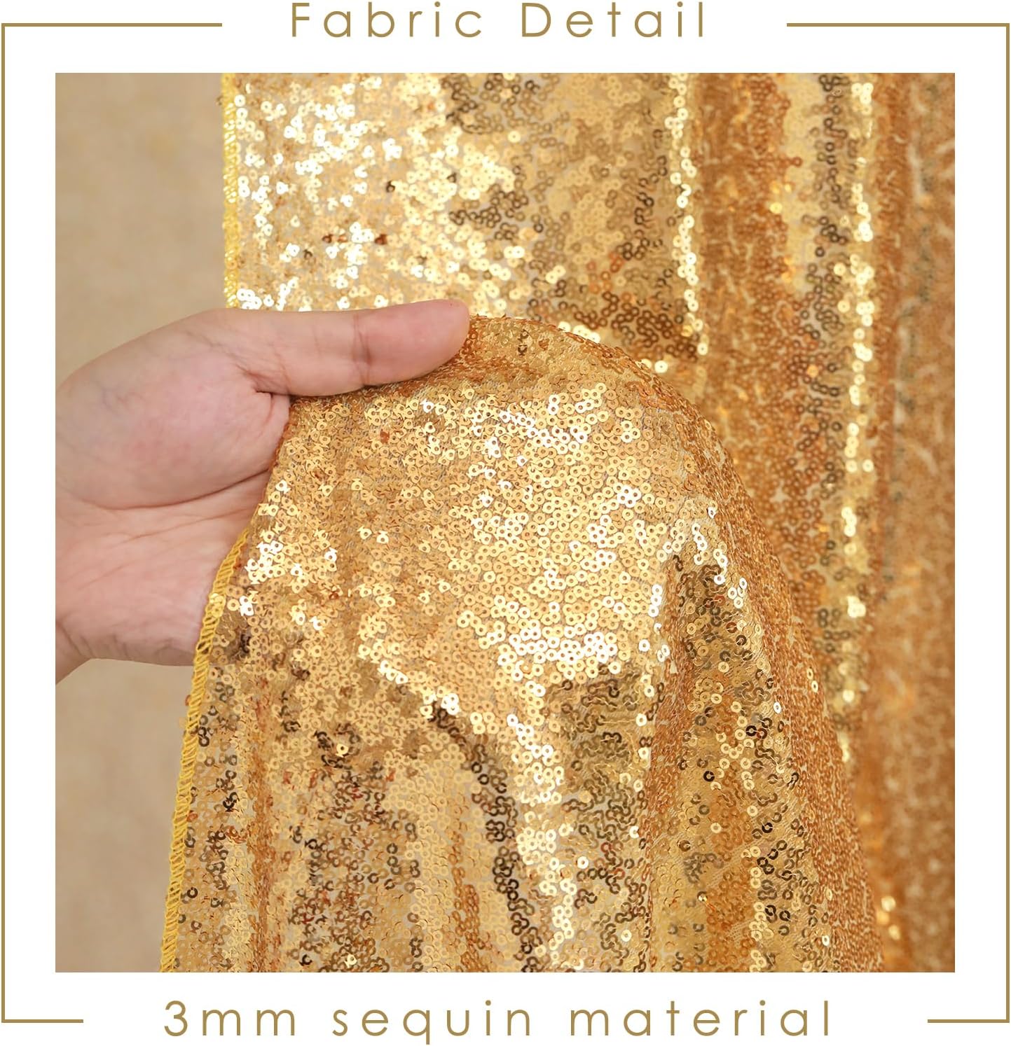 60x102 Inch Gold Sequin Tablecloth - Sparkly Rectangle Glitter Linen for Weddings & Parties
