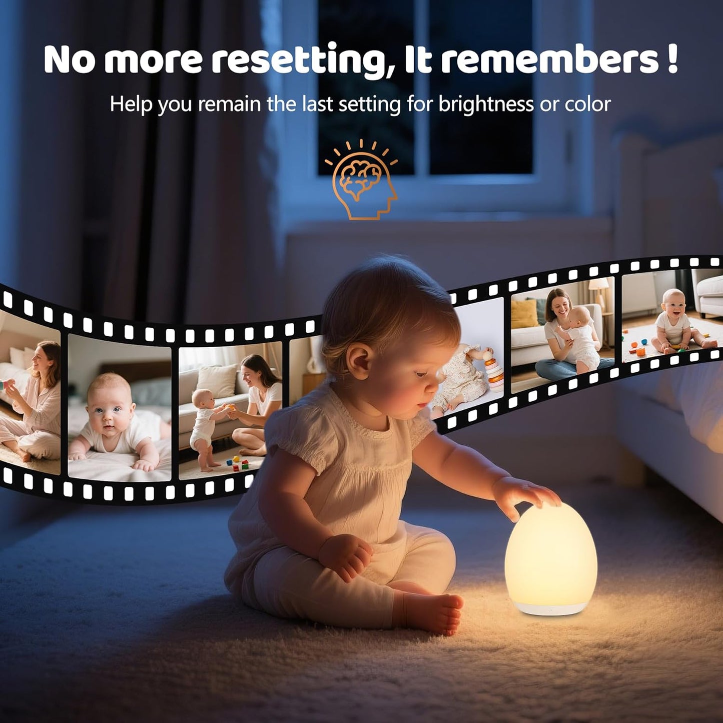MediAcous Night Light - Soft Silicone Touch Lamp with 7 Color Changing Options | Rechargeable & Dimmable for Nursery