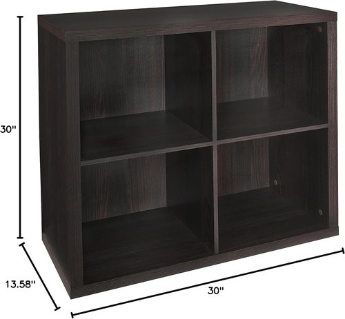 ClosetMaid 4 Cube Storage Shelf - Stylish Organizer with Back Panel | Easy Assembly, Black Walnut Finish