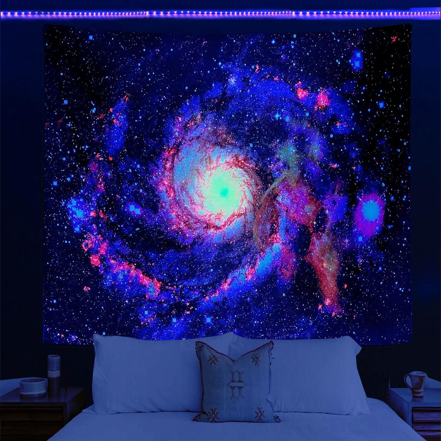 Psyhilar Blacklight Tapestry Glow in the Dark UV Space Universe Galaxy Black Light Posters for Adults (79 x 59 Inches)