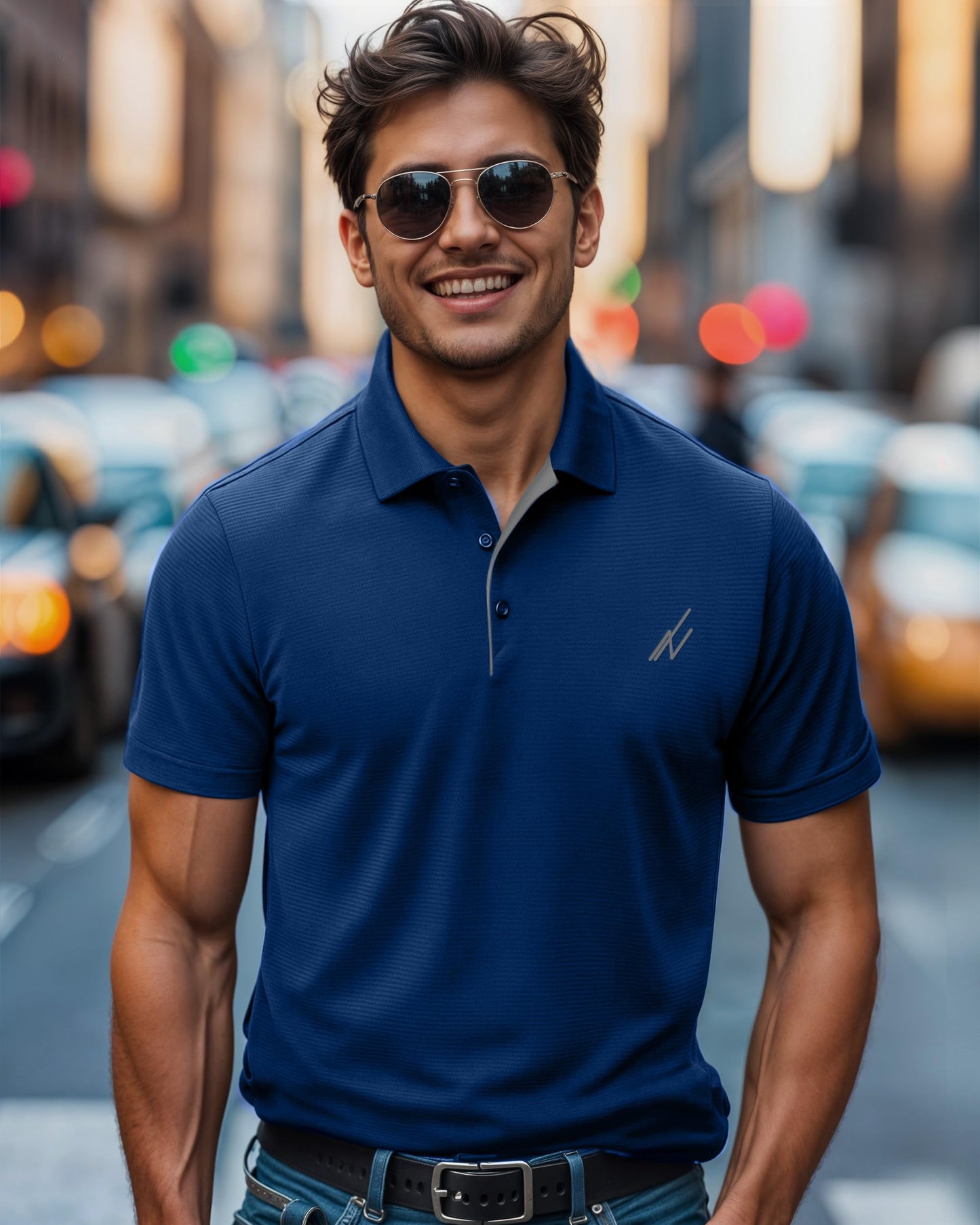 NY Threads Men's Golf Polo Shirt UPF 70+ Regular Fit Moisture Wicking Quick Dry Performance Short Sleeves Polo, Large, Royal Blue