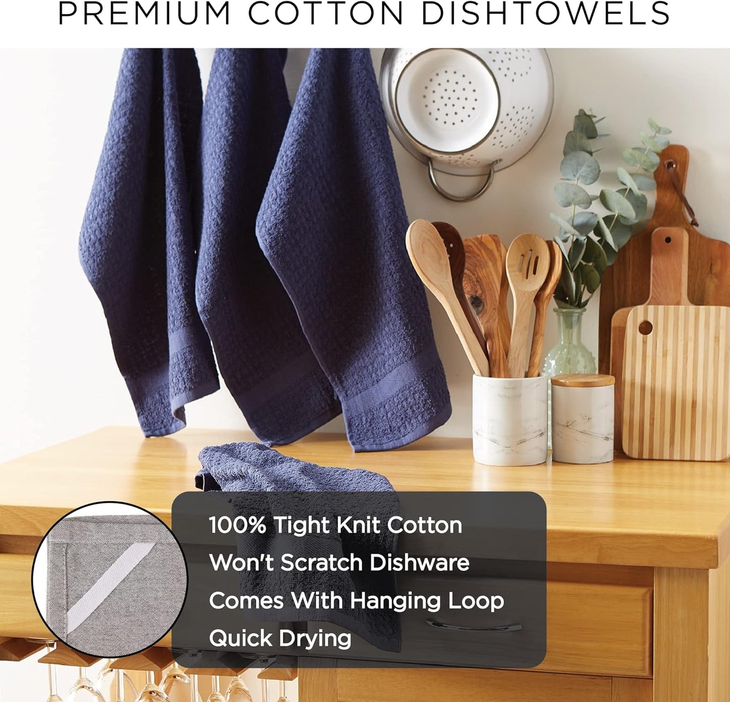 Black Check Windowpane Dishtowel Set - 4-Piece Terry Collection, 16x26