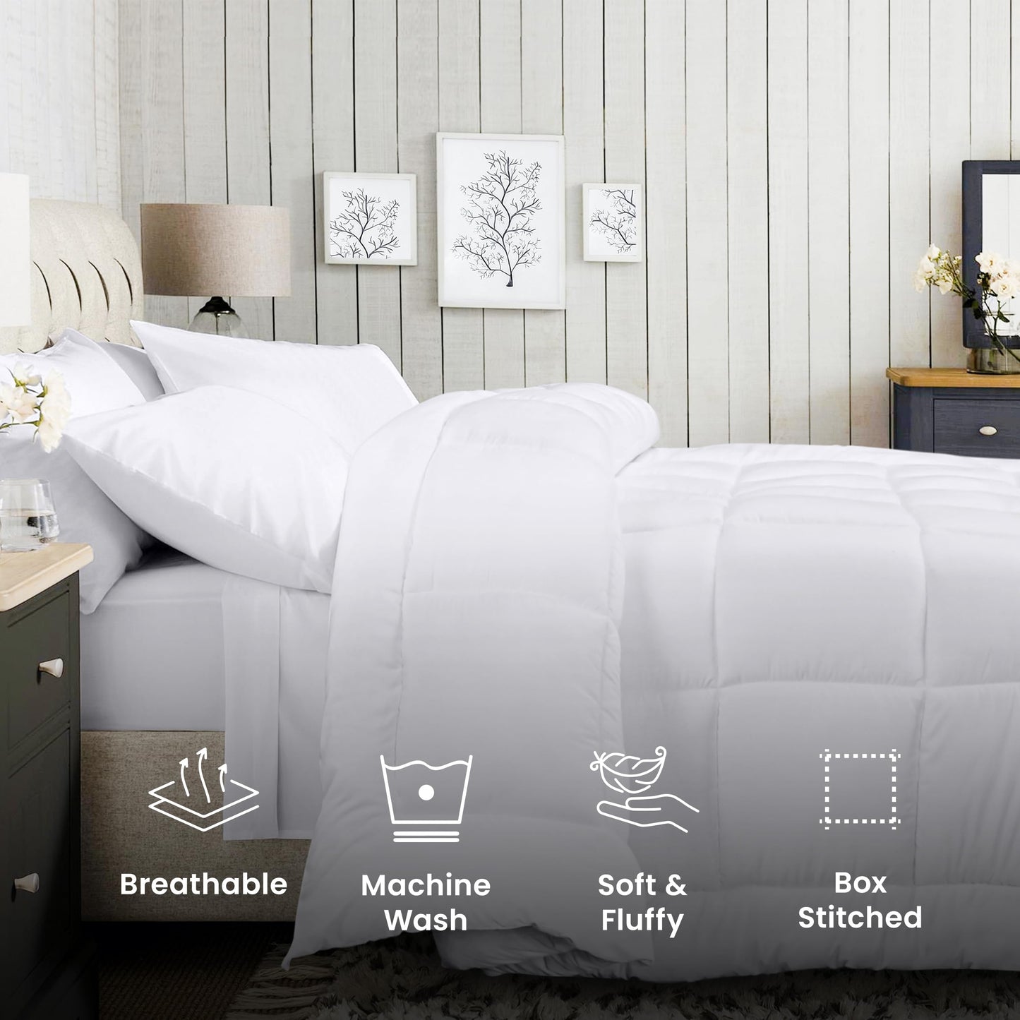 Utopia Bedding All Season Down Alternative Quilted California King Comforter, Duvet Insert with Corner Tabs, Machine Washable, Bed Comforter (White)