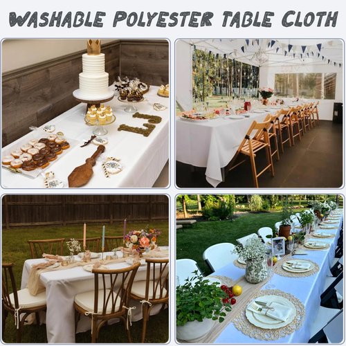 FINDYOU 6 Pack White Tablecloth Rectangle Table Cloths for 6 Foot Rectangle Tables 60 X 102 Inch Table Covers Washable Polyester Tablecloth for Weddings, Parties, Banquet, and Daily Use