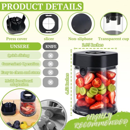 Hendiy Fruit Slicer Cup - Stainless Steel Strawberry & Grape Cutter | Efficient Kitchen Gadget