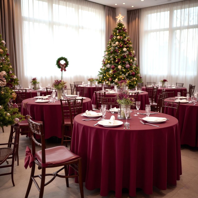 sancua 90 Inch Round Tablecloth, 8 Pack Burgundy - Circle Polyester Fabric Table Cloth for Christmas Party Reception Banquet Birthday, Washable Formal Table Cover (Fit 30-72 Inch Tables)