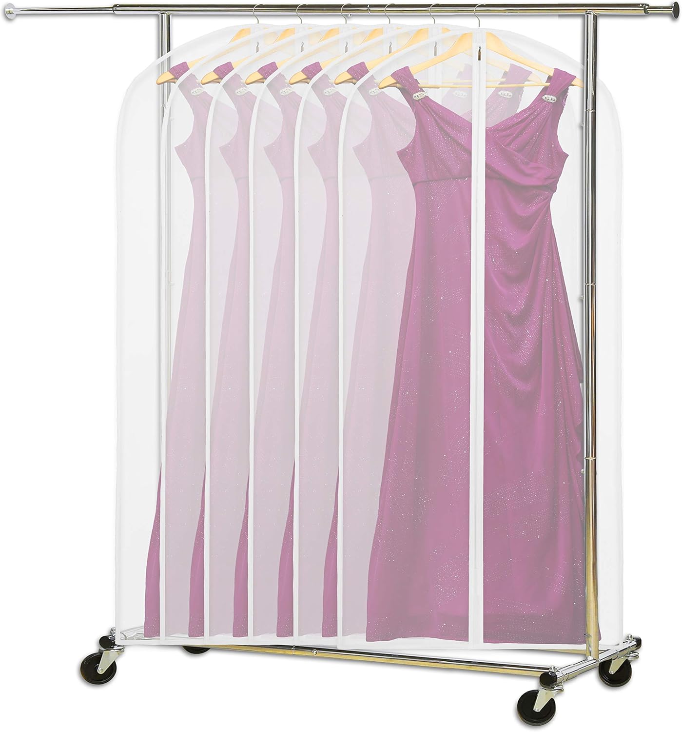 Simple Houseware 60-Inch Clear Garment Bags - Zippered Storage for Suits, Dresses & Costumes | 6 Pack