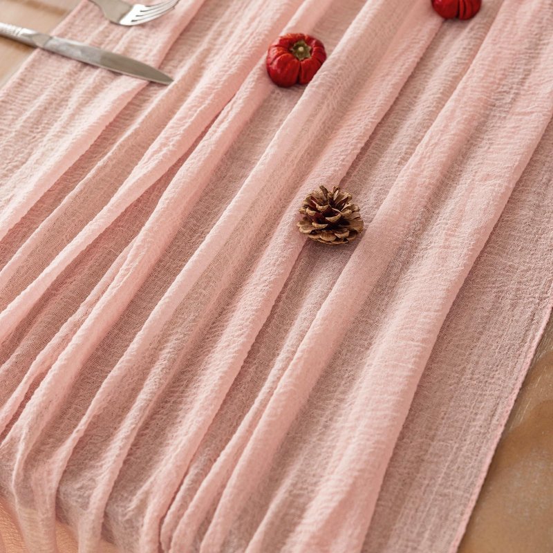 Keketoarrange 6pcs Pink Table Runner Cheese Cloth Rustic Gauze Cheesecloth Table Runner 120 Inch 10 FT for Wedding Baby Bridal Shower Sheer Boho Spring Easter Home Tea Party Decorations