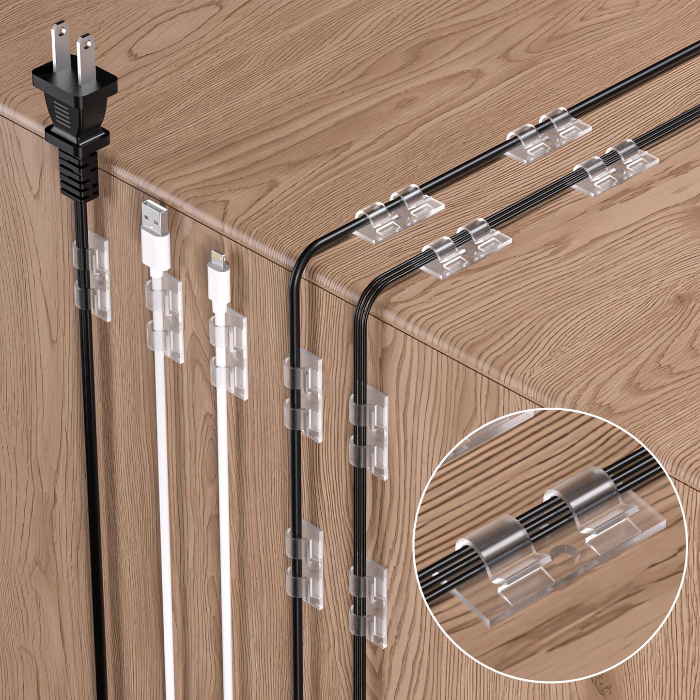 XHF 30PCS Clear Hooks for Outdoor String Lights Clips, Heavy Duty Adhesive with Holes and Screws, for Hanging Christmas Lighting
