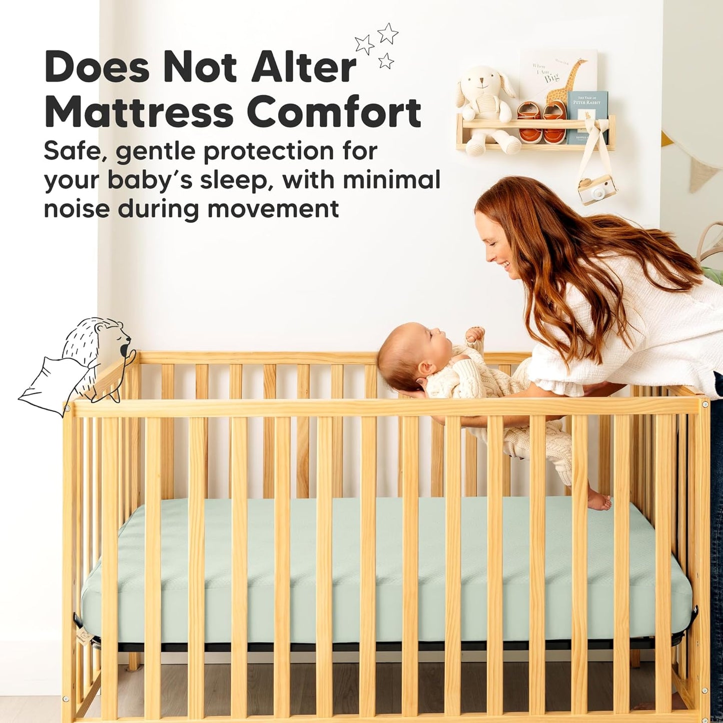 Skiennix Waterproof Crib Mattress Protector Cover - 2-Pack Soft Quilted Cotton Sheets, 52" x 28", Machine Washable