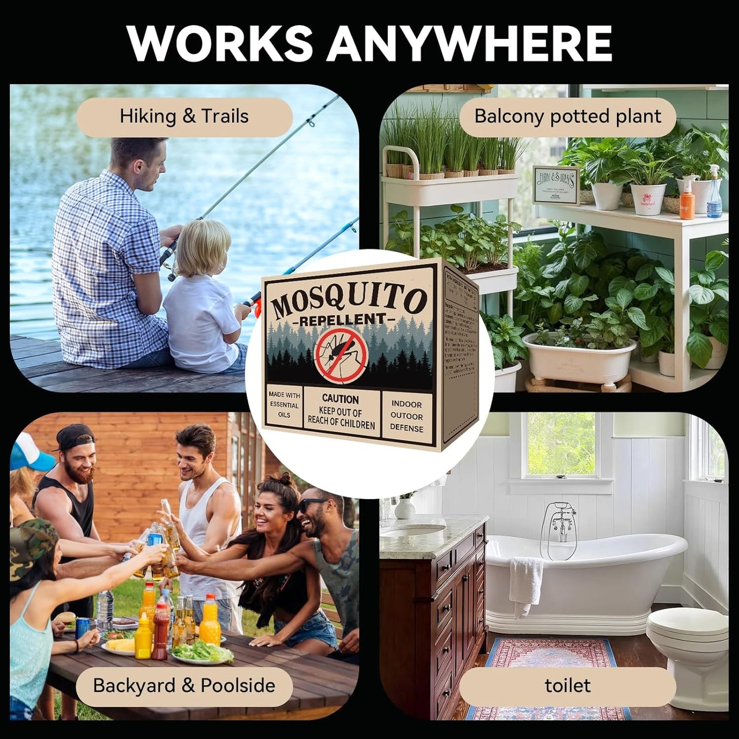 Skiennix Mosquito Repellent Balls - Natural Outdoor & Indoor Deterrent for Yard, Patio, Camping