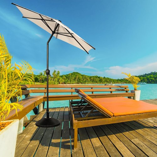 Abba Patio 7.5FT Lyon Outdoor Umbrella - UV Protection, Waterproof, Push Button Tilt, Beige