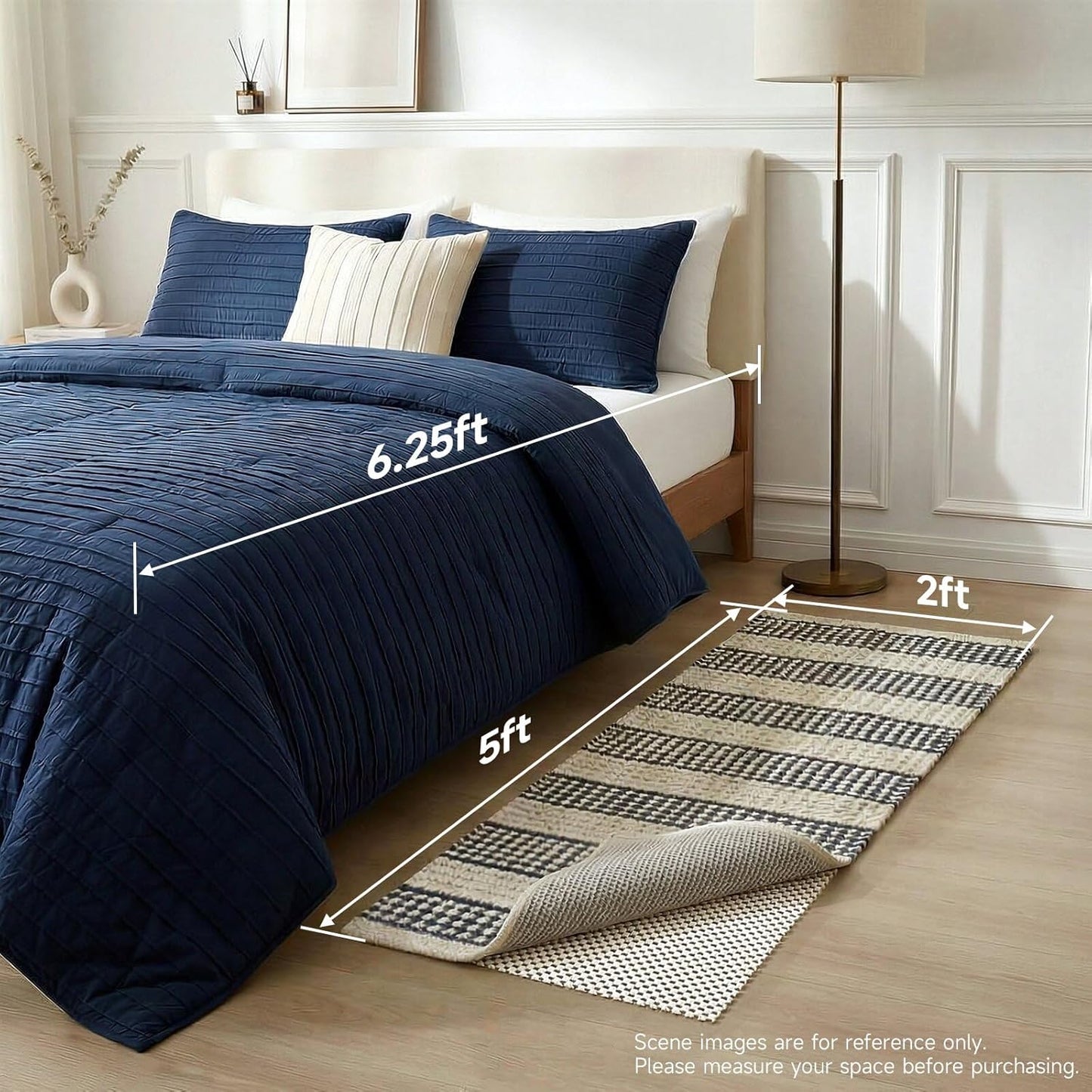 Veken Non-Slip Rug Pad Gripper - Thick 2x5 Ft Mat for Hardwood & Tile Floors | Keeps Rugs Secure