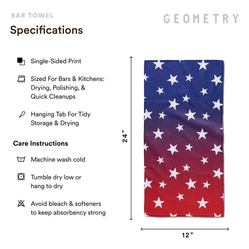 GEOMETRY Bar Towels for Kitchen Premium Towels for Cleaning Dishes & Glassware - Absorbent & Fast Drying Kitchen Towels - Gradient Star, 12" x 14" - 1-Piece