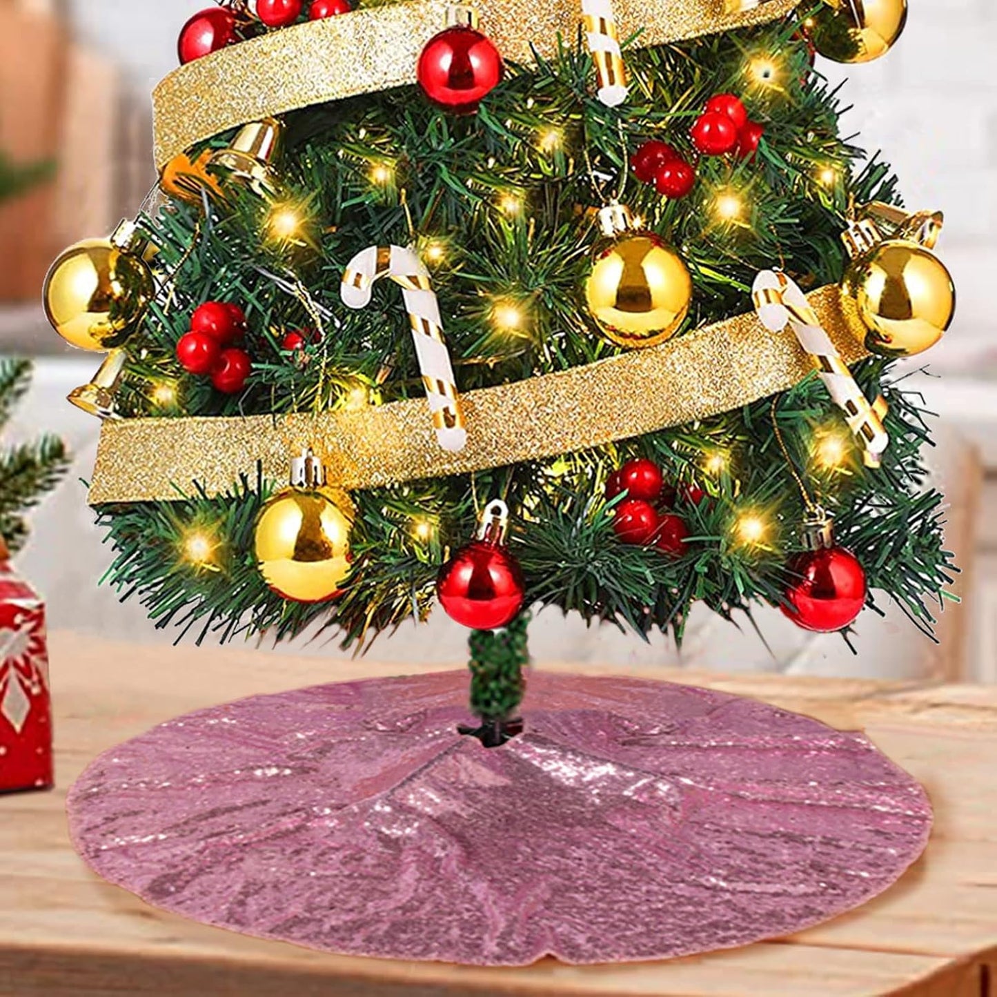 48-Inch Silver Sequin Christmas Tree Skirt - Reusable Holiday Decor for Festive Parties