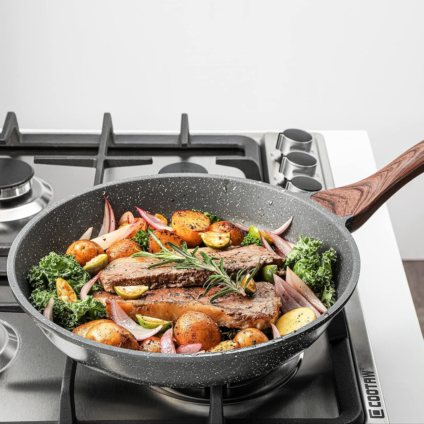 SENSARTE Nonstick Frying Pan Set - Swiss Granite Coating Chef's Cookware | 9.5, 11, & 12.5 Inch