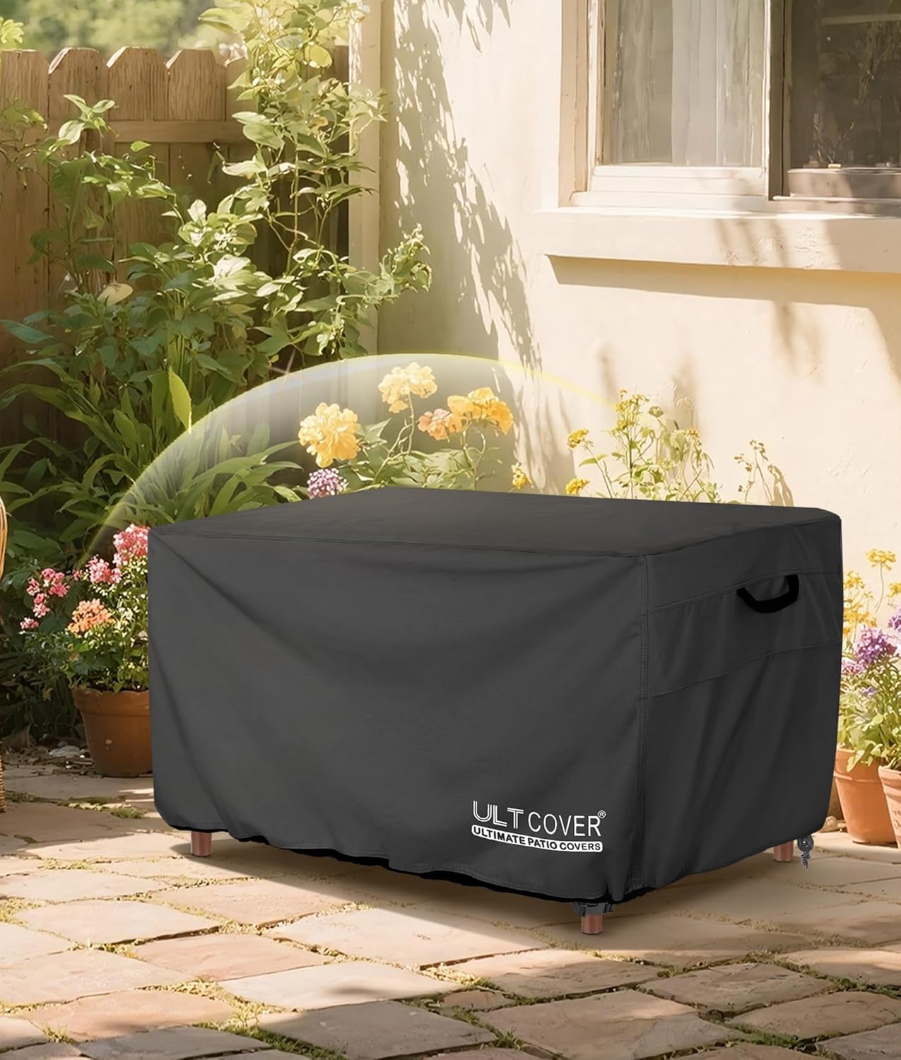 ULTCOVER Rectangular Gas Fire Pit Table Cover - Waterproof Heavy Duty Protection | 52x34 Inch, Black
