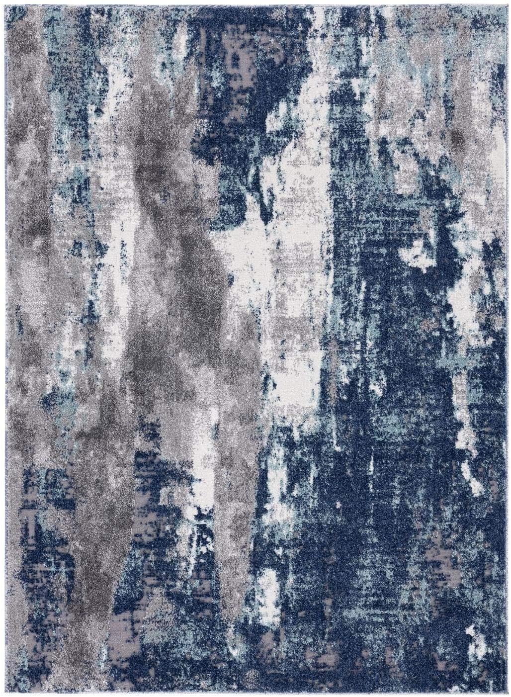 LUXE WEAVERS Euston Collection D.Blue-L.Blue 4x5 Modern Abstract Area Rug