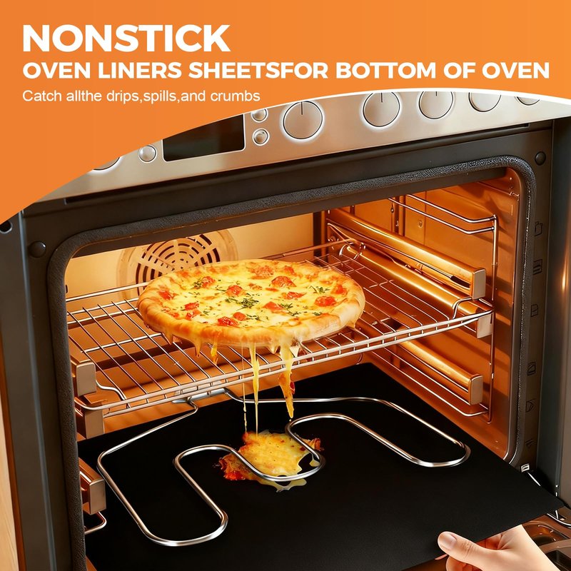 SkyStage 3 Pack Oven Liners for Bottom of Oven, 17"x 25" Large Heavy Duty Non-Stick Reusable Oven Mat, Resistant 500°F, BPA & PFOA Free, for Electric, Gas, Toaster Ovens, Grills, Keep Oven Clean