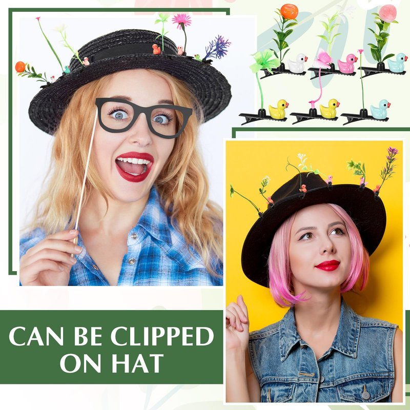Tigeen 30 Pcs Rave Trinkets Festival Sprout Hair Clip Duck Bean Sprout Clips Spring Plant Flower Hairpins Funny Mixed Style Hair Accessories Valentines Easter Party Gift
